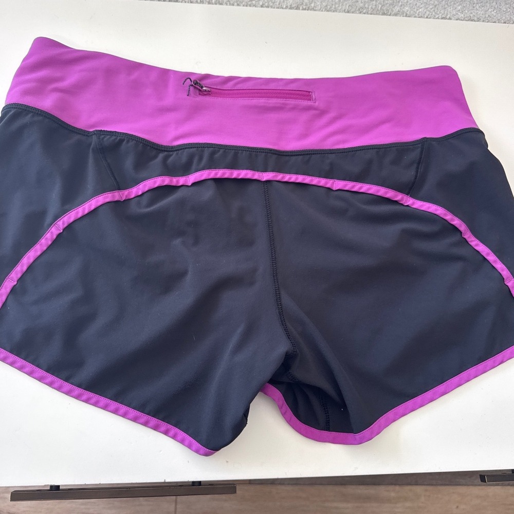 Lululemon Run Times Short II High Rise 4"Inseam Shorts Black Purple Women's 10